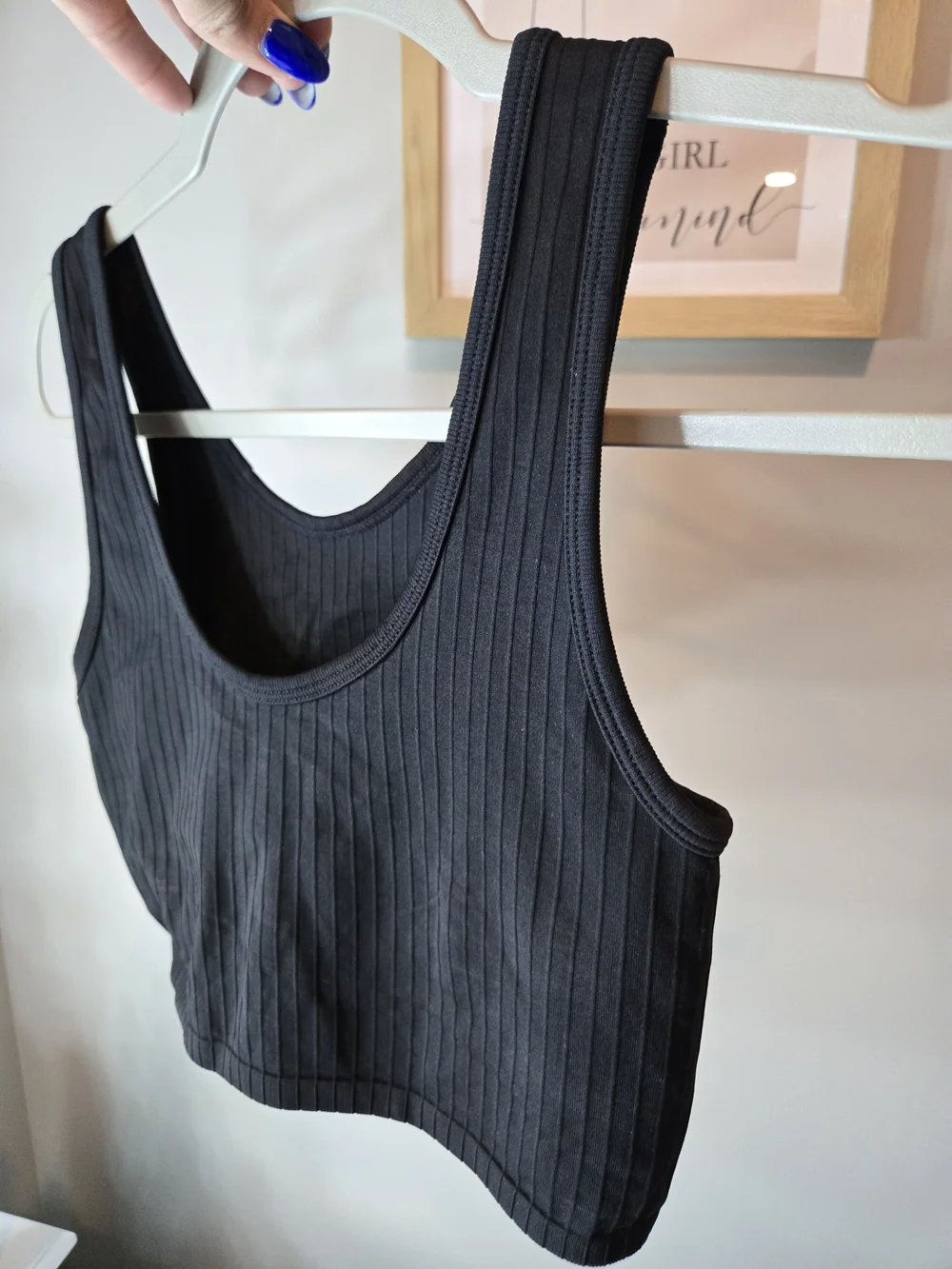 aerie Black Ribbed Sports Bra/ Tank